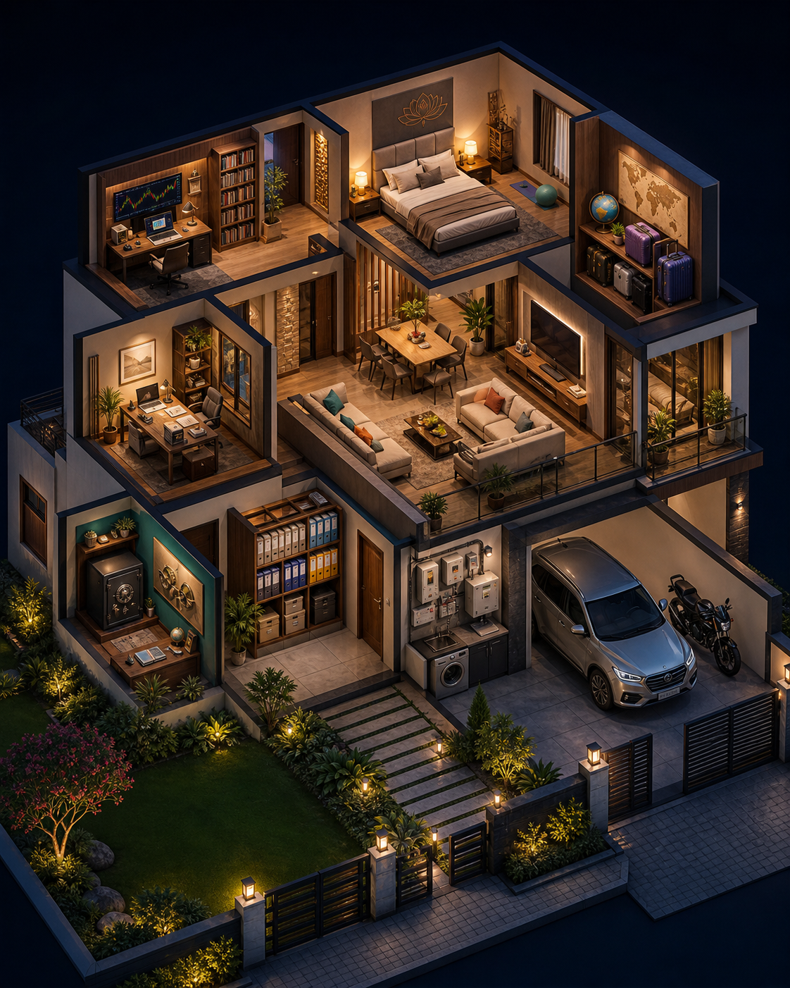 An isometric home containing your important things